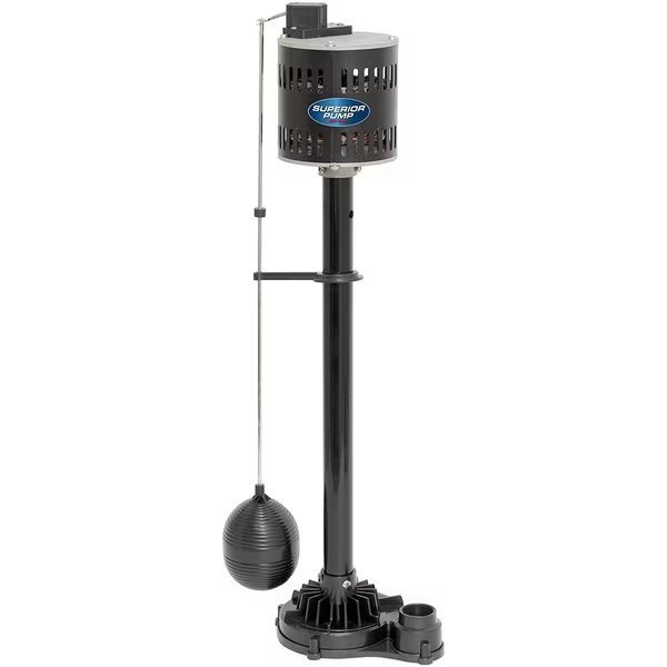 92333 1/3 HP Thermoplastic Pedestal Sump Pump, Black, Superior Pump, Mfr#: 92333